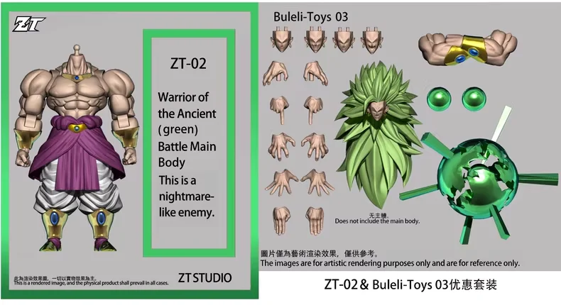 Em Estoque: Boneco de Ação ZT Studio Broly Dragon Ball Z ZT01 ZT02