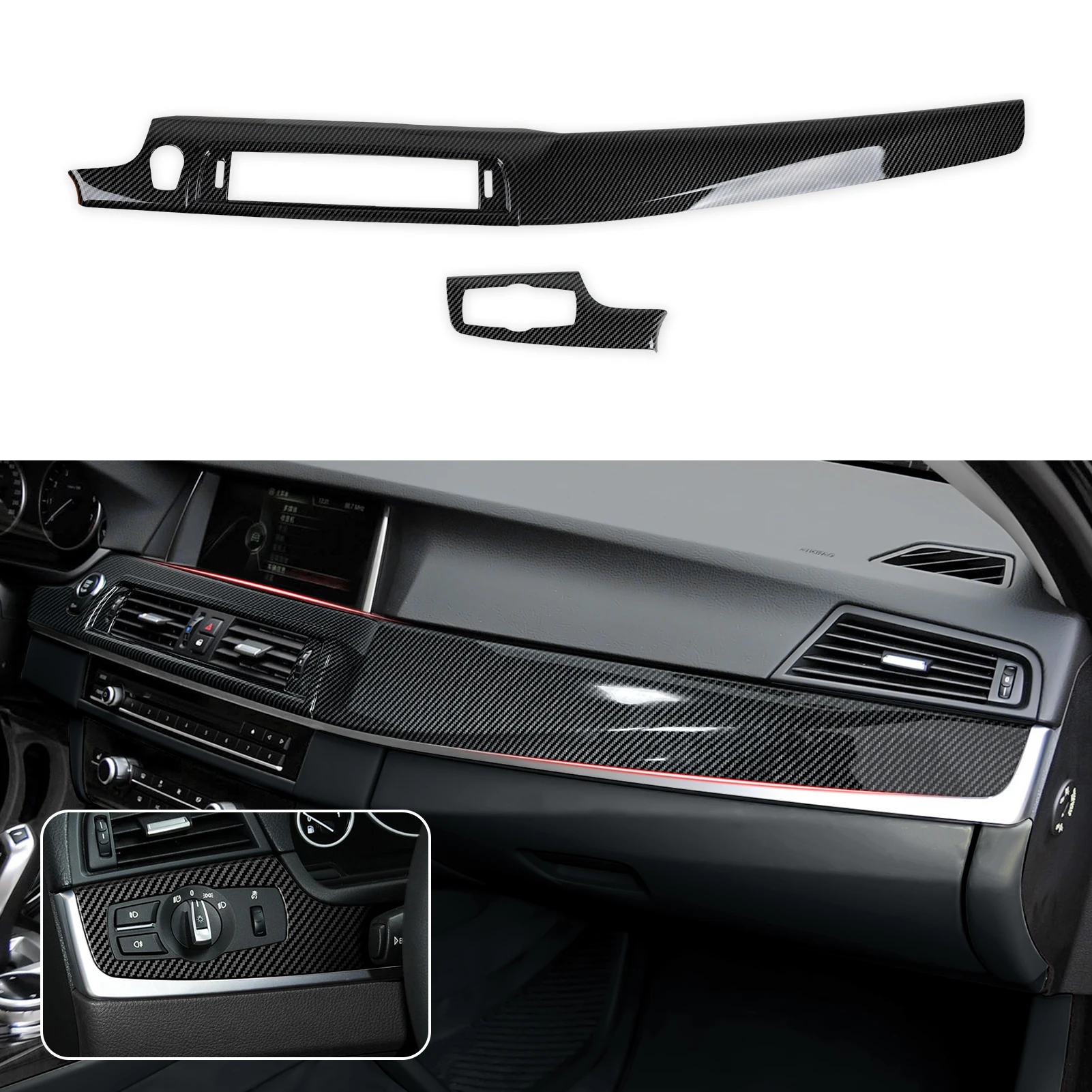 For BMW 5 series F10 F11 (2010-2016) Trim Accessories. Car Center Console Dashboard Gear Shift Panel. Carbon Fiber ABS Sticker. view 6