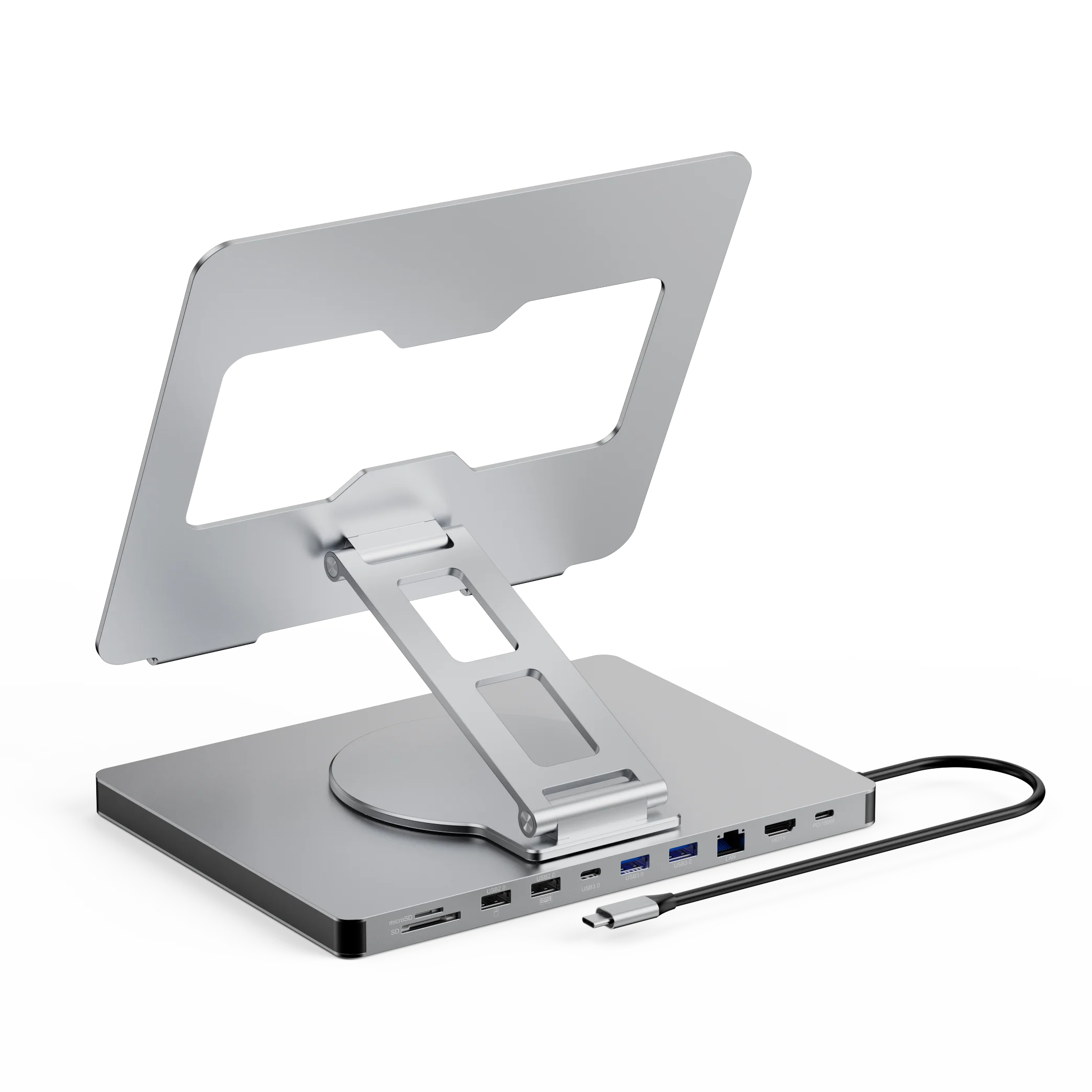 360 Degree Rotating Adjustable Folding Phone Tablet Laptop Notebook Stand Aluminum 10-In-1 USB-C USB C Hub Docking Station