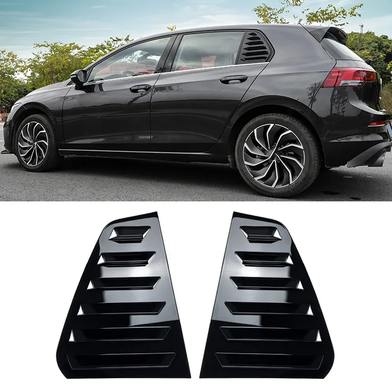 

For Volkswagen VW GOLF 7 GOLF 7.5 MK7/7.5 GTI GTD Car Rear Window Shutter Cover Trim Window Louver Side Vent Gloss Black 13-19