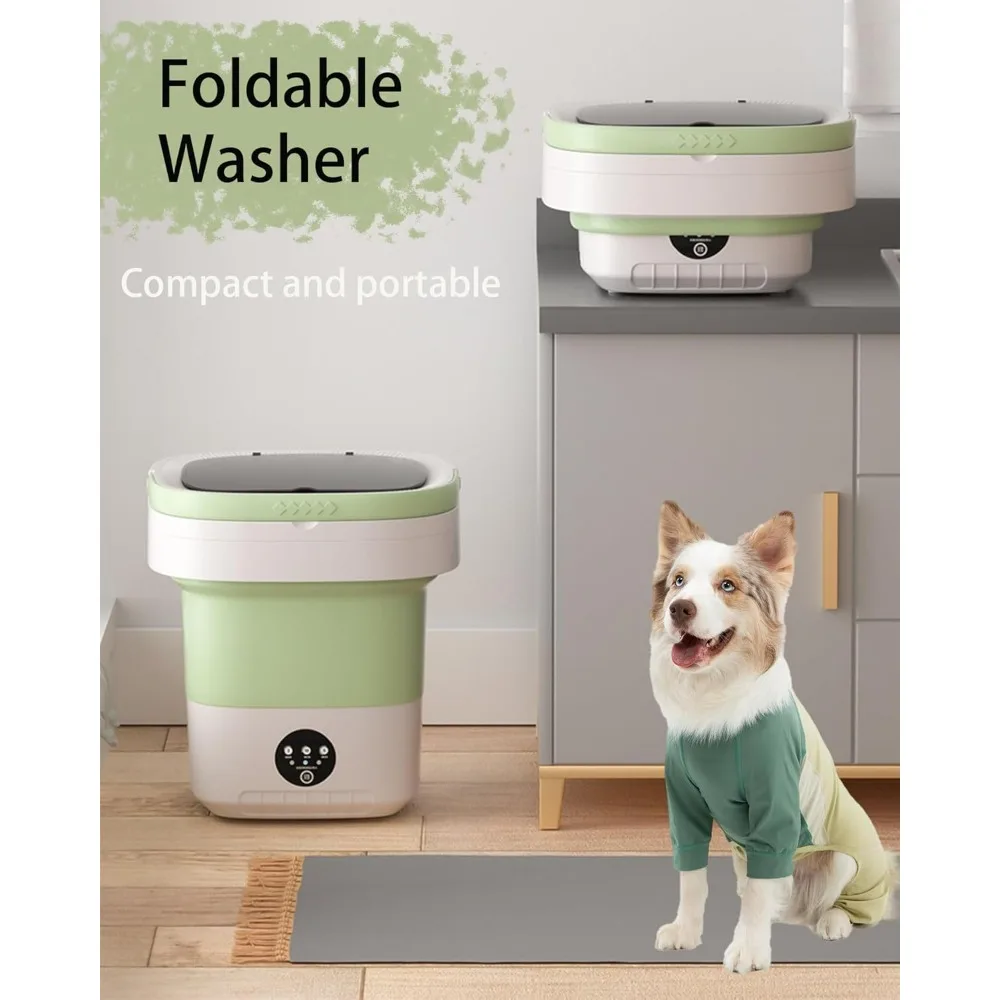 Portable Washing Machine, 11L, 2 Wool Dryer Balls, Foldable Small Washing Machine for Underwear,socks, Baby/pet Clothes