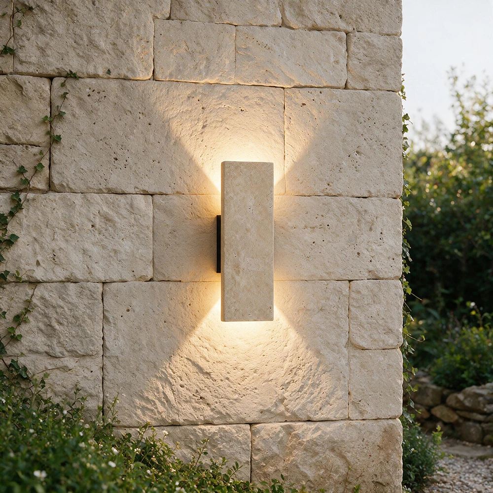 Wabi Sabi Wind Yellow Cave Stone Waterproof Wall Lamp Outdoor Wall Lamp Rectangular LED Light Passage Living Room Wall Lights