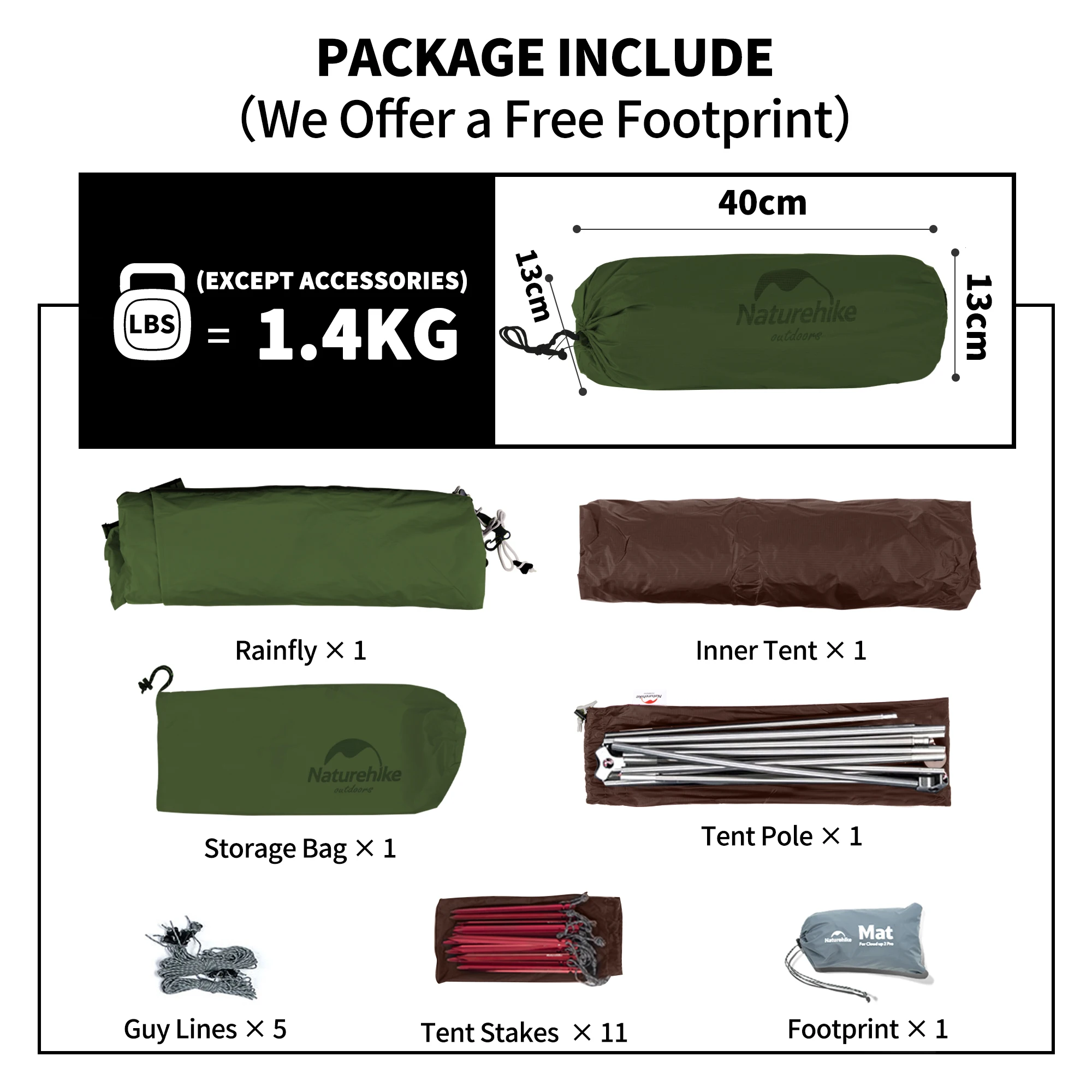 Naturehike Cloud Up 2 Person Tent Outdoor Camping Tent Ultralight