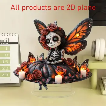 哥德式萬聖節亡靈節骷髏女孩擺件,家居節日派對裝飾,2D扁平蝴蝶飾品 10 最佳銷售 歌德式房間 - №1