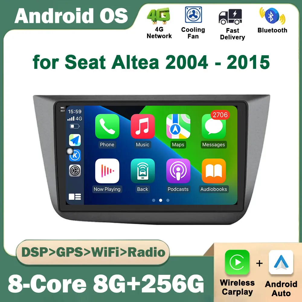 

9 inch for Seat Altea 2004 - 2015 Car Radio Multimedia Player GPS Navigation Android Auto WiFi Bluetooth DSP Stereo Touch Screen