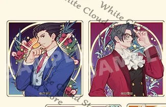 Sous-verre officiel de la série de dessins animés Ace Attorney, série des fleurs, Phoenix Wright, Miles Edgeworth, Klavier Gavin, Trucy Wright, cadeau