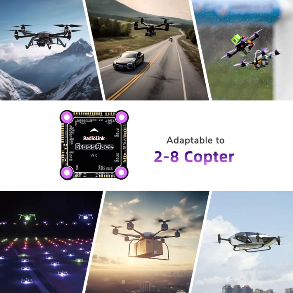 Radiolink CrossRace Flight Controller 12CH Output OSD Integrated, Compatible 4-in-1 ESC Plug-and-play and 2-8 Axis Multirotor