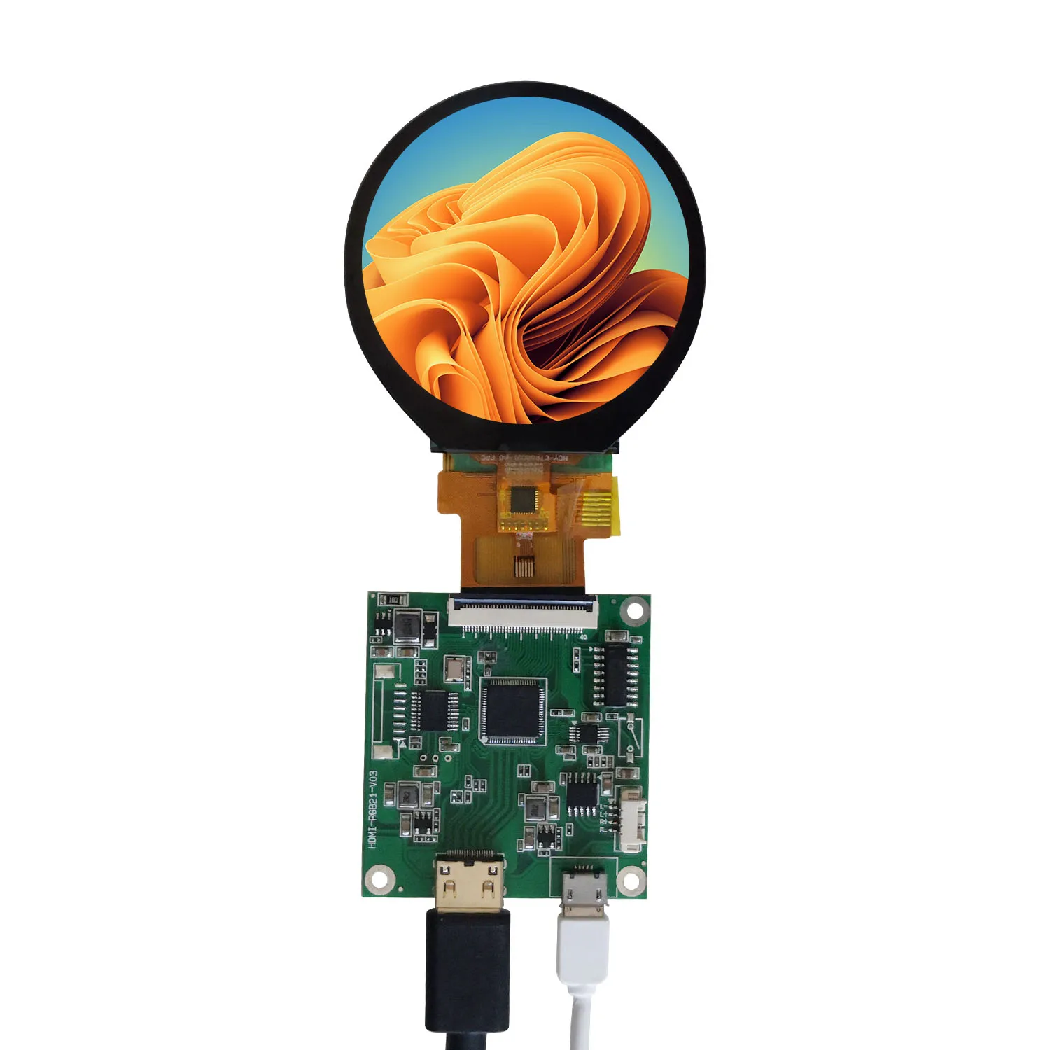 2.1 Inch 480x480 TFT Display Small Round LCD Screen Circular With Touch Panel HDMI Driver Board
