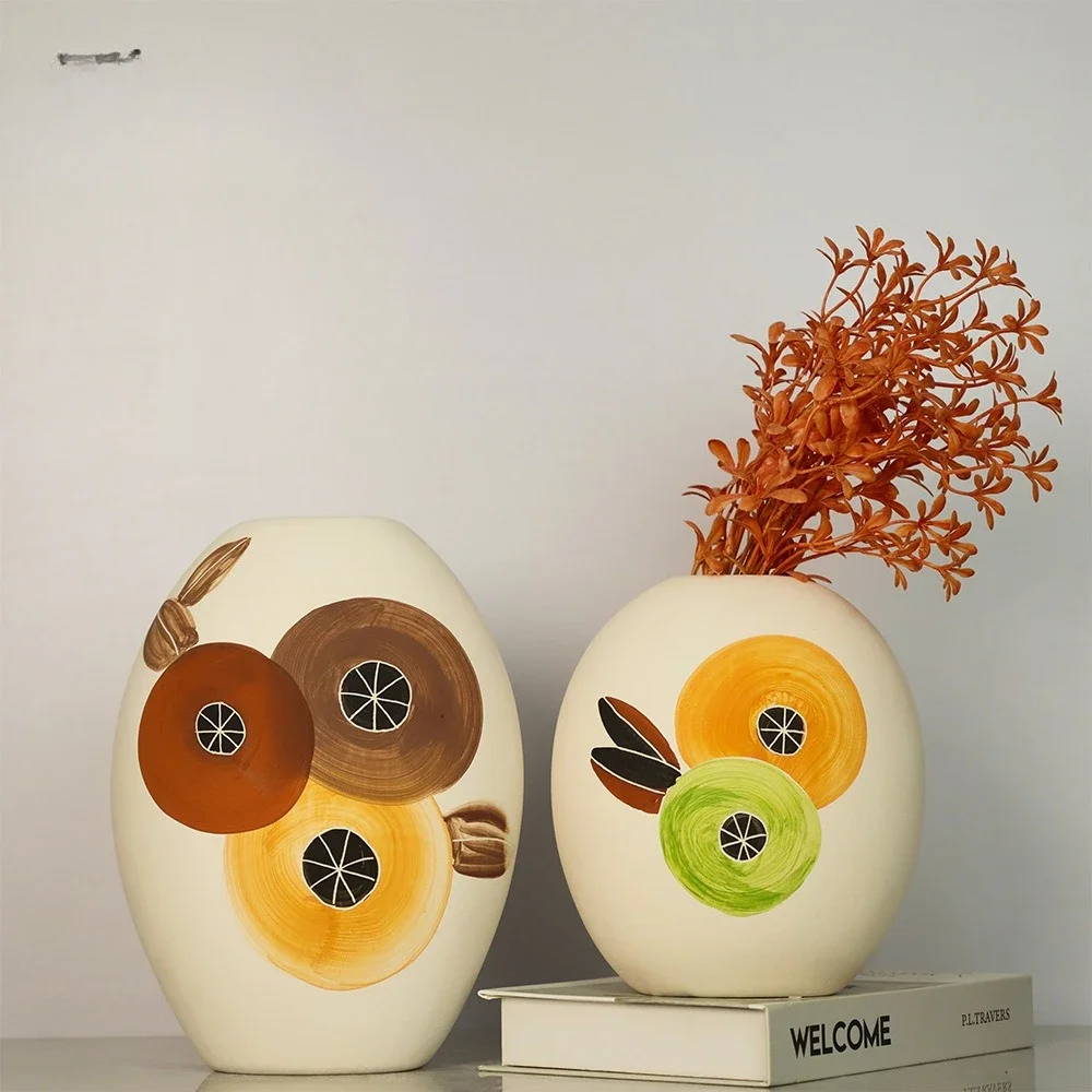 Modern painted ceramic vase, dried flower utensils, creative flower arrangement decorations for homestay, overhead handicra