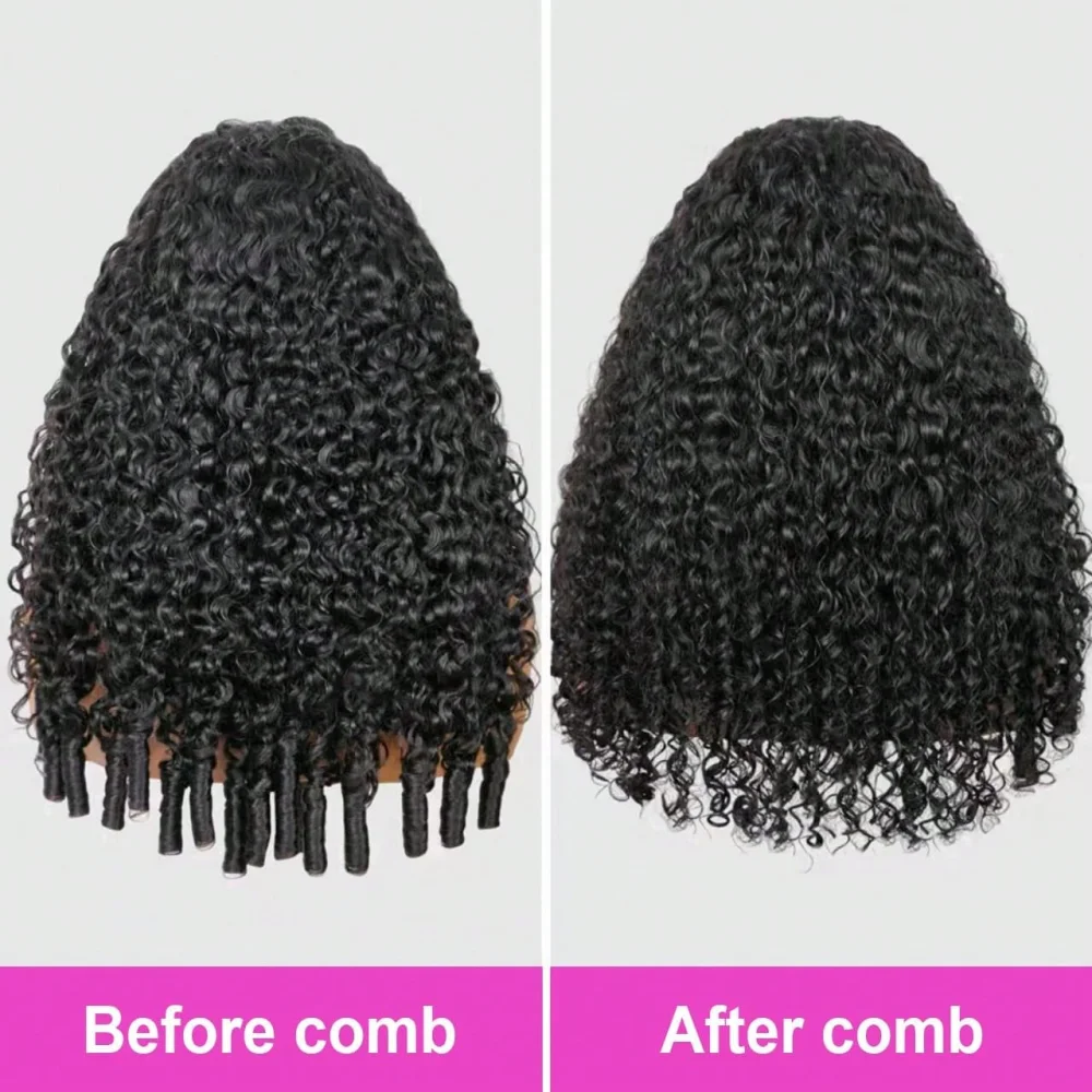 Burmese Curly Half Wig Human Hair Wig 3 In 1 Seamless Flip Over Half Wigs Beginner Friendly With Spiral End Elastic Drawstring Wear And Go Wig Natural Color