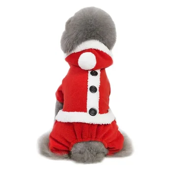 Christmas Pet Dog Winter Warm Dog Dresses For Small Dogs Dog Jumpsuits Dress Couple Chihuahua Yorkshire New Year Jacket Apparels 3