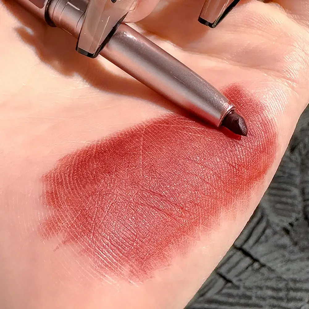 Lápis de delineador labial vermelho com rotação automática, baixa saturação, maquiagem de longa duração, à prova d'água, hidratante, maquiagem coreana