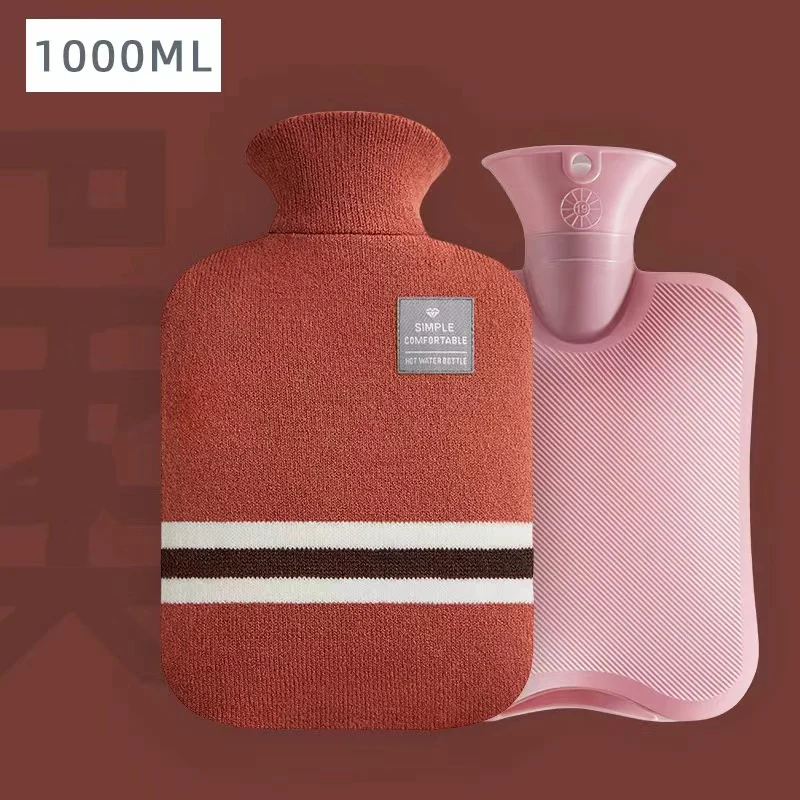 Hot Water Bag with a Classic Striped Lid Helps Relieve Pain Suitable for Both Hot and Cold Therapy.