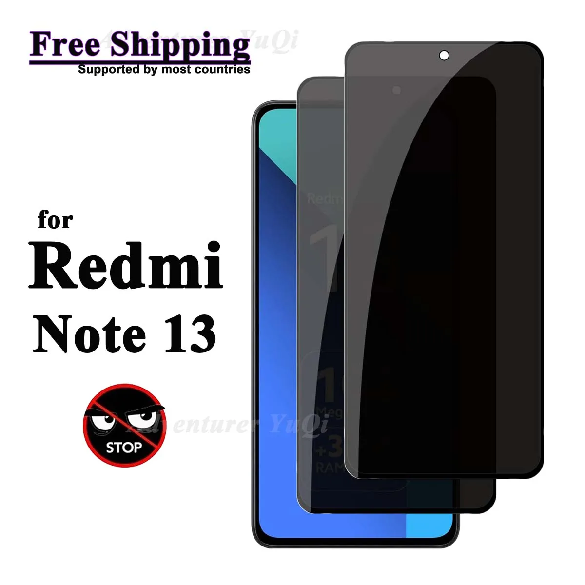 

Anti Spy Screen Protector For Redmi Note 13 Xiaomi, Tempered Glass Privacy Anti Peep Scratch 9H Case Friendly High Aluminum