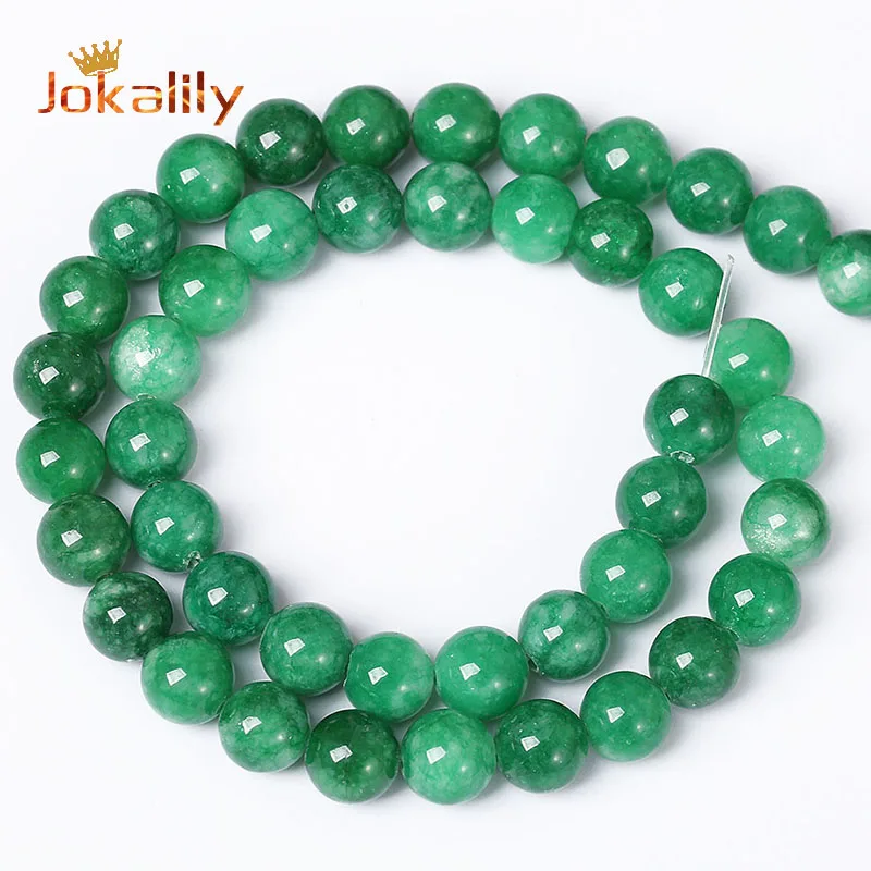 Natural Green Emerald Jades Beads For Jewelry Making Round Loose Stone Beads DIY Bracelet Necklace Accessories 4 6 8 10 12mm 15\