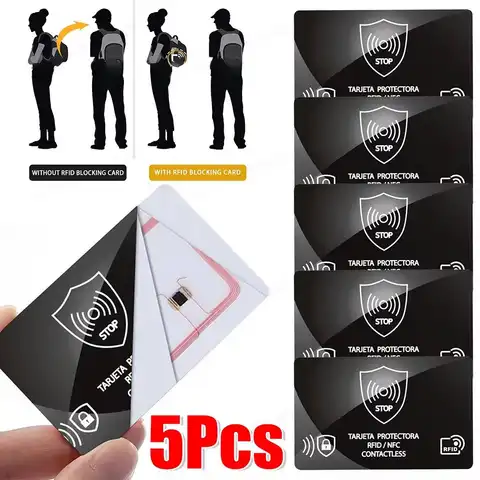 5Pcs RFID Blocking Card Ultra Thin NFC Debit Credit Card Passport Protector NFC Signal Blocking Card for Men & Women