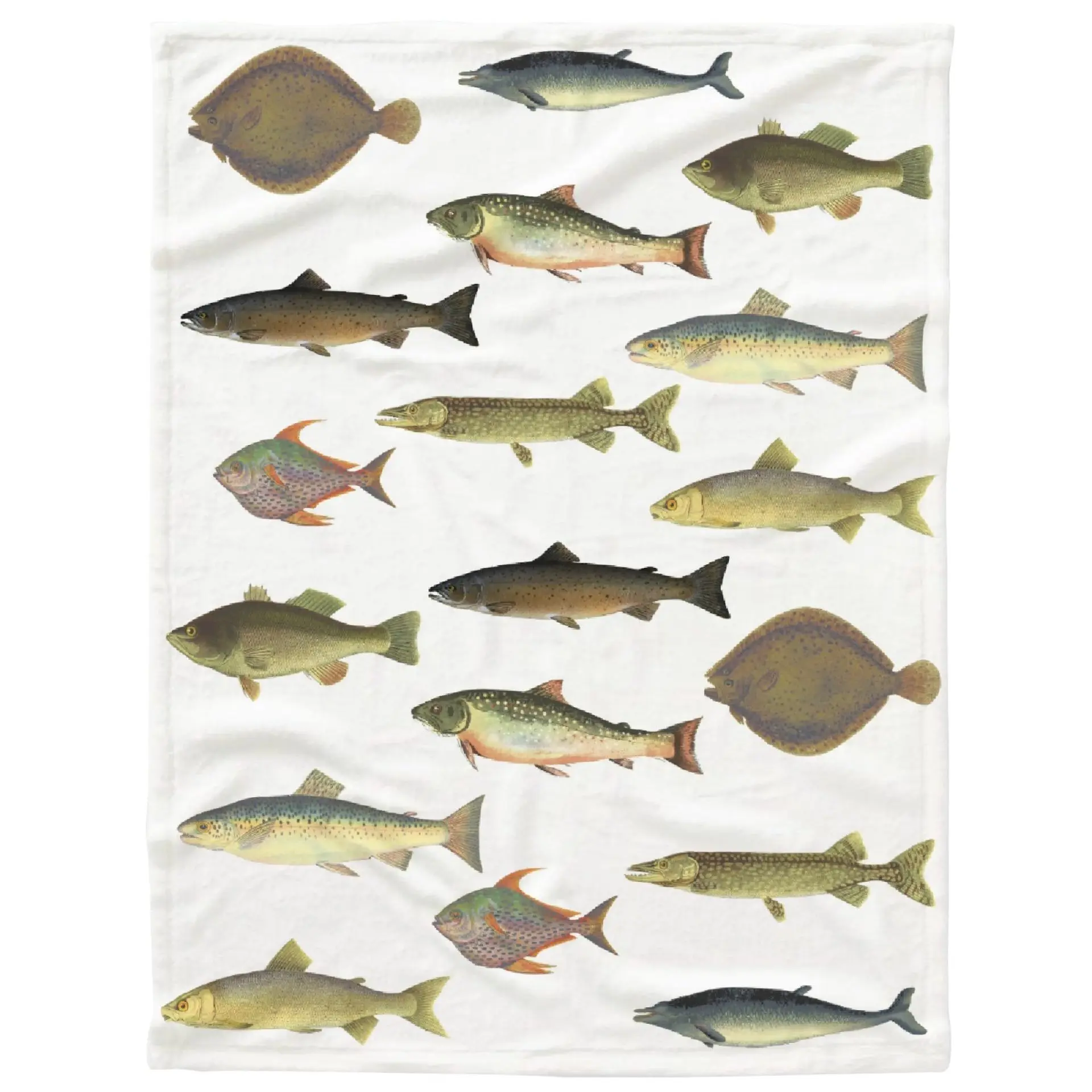 Vintage fish white Printed Blanket for Sofa Bed Travel Camping Living Room Office Conditioning Blanket for All Seasons Gifts