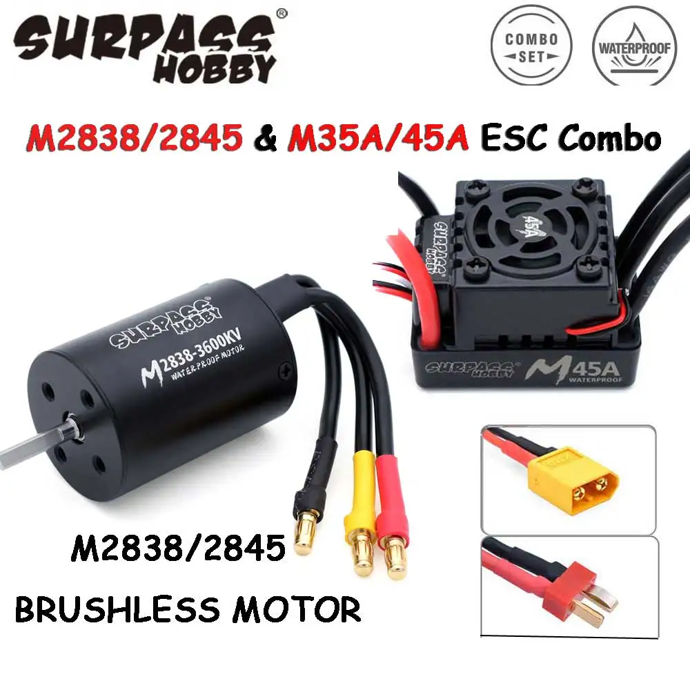 Surpass Hobby M2838 M2845 Combo motore Brushless impermeabile con M35A M45A ESC per Wtloys Remo 1/12 1/14 1/16 1/18 RC Car Boat