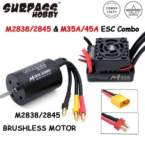 Surpass Hobby M2838 M2845 Combo Motor sin escobillas impermeable con M35A M45A ESC para Wtloys Remo 1/12 1/14 1/16 1/18 RC Car Boat