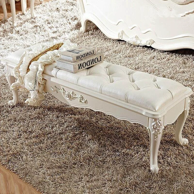 European style aft stool shoe change stool bedroom bed bed bed front stool solid wood simple bedside stool American