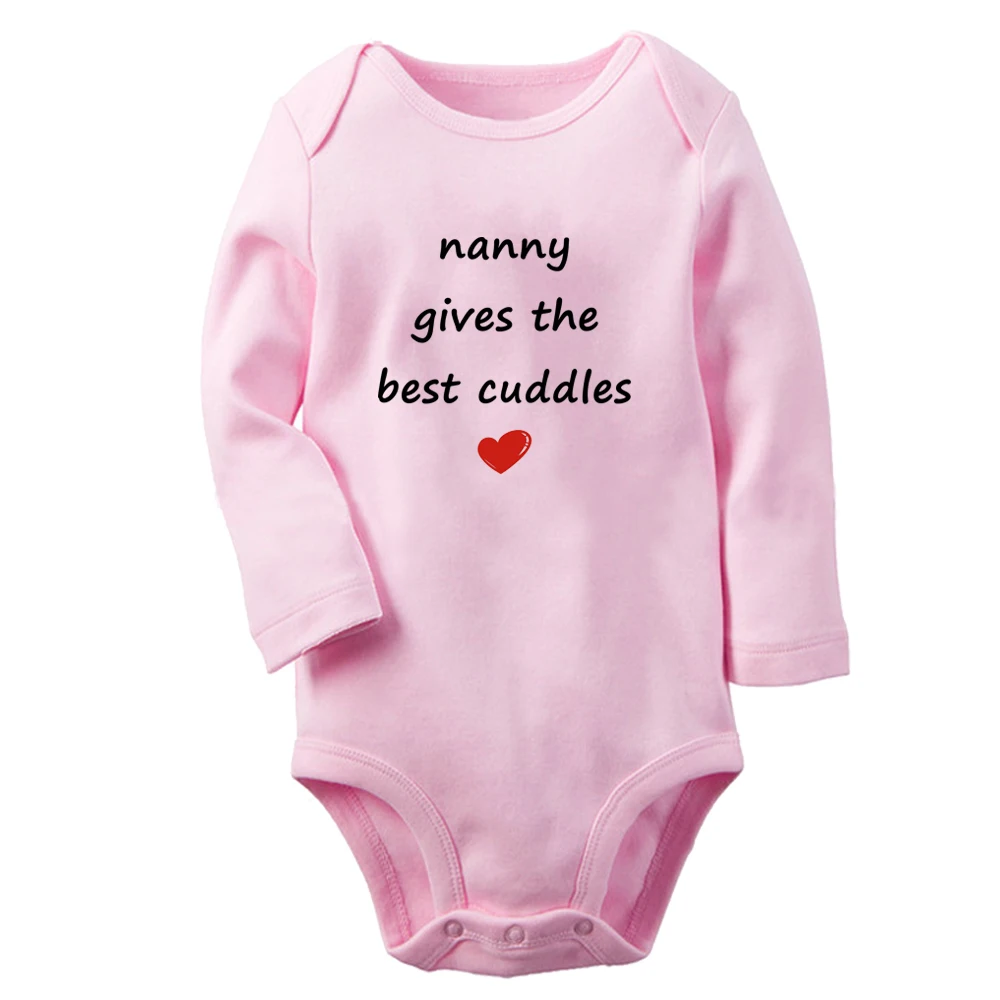 Nanny Gives The Best Cuddles Fun Baby Bodysuit Cute Boys Girls Rompers Infant Long Sleeves Jumpsuit Newborn Soft Clothes