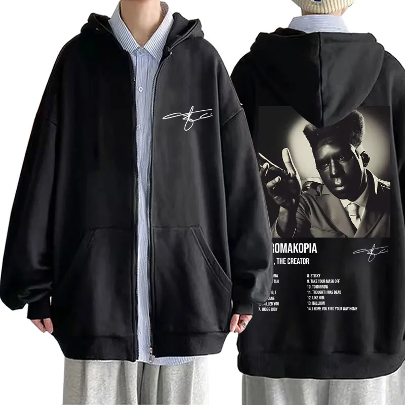 Rapper Tyler The Creator Chromakopia Print Zipper Hoodie Autumn Winter Men Women Fashion Hip Hop Casual Oversized Zip Up Jacket