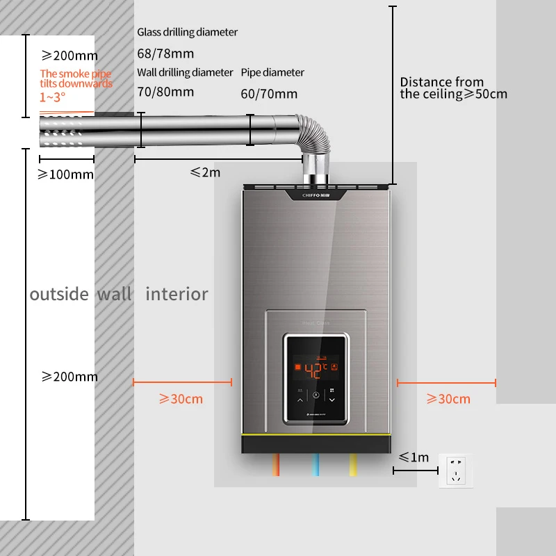 Chauffe-eau domestique intelligent à gaz sans réservoir, chauffage instantané, cuivre sans oxygène, température constante, chauffe-eau intelligent pour le bain