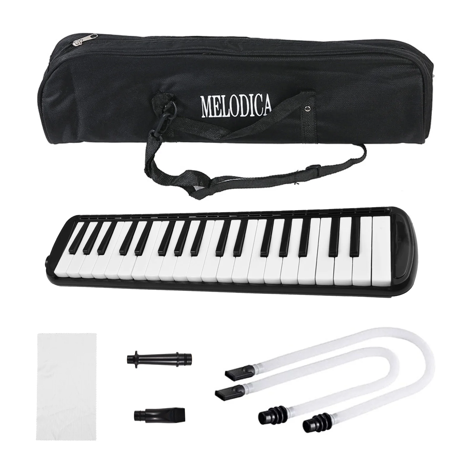 37 Keys Melodica Air Piano Keyboard with 2 Soft Blow Pipe 2 Blowing Nozzles Melodica Instruments with Carrying Bag for Beginners