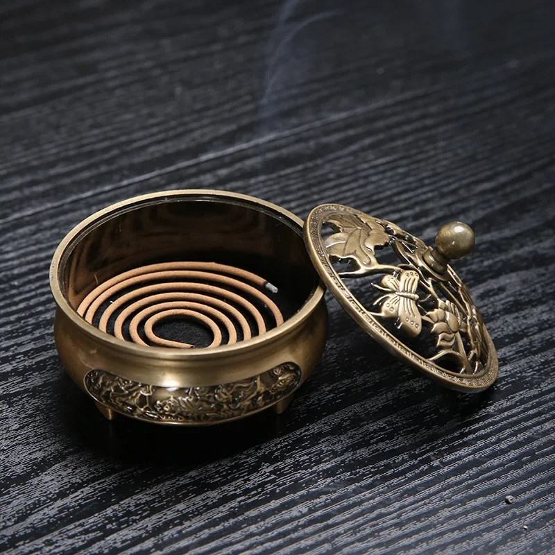 

Pure Copper Antique Three-legged Aromatherapy Stove DIY Household Indoor Pan Incense Wire Incense Burner Tea Ceremony Decoration
