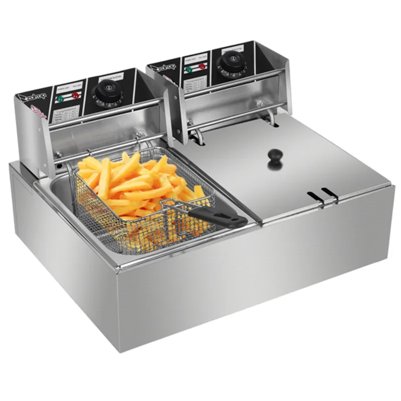 

EH82 5000W MAX 110V 12.7QT/12L Stainless Steel Double Cylinder Fryer Plug