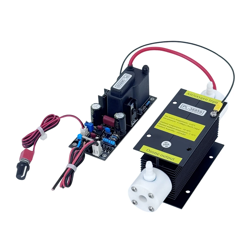 High-end 5 g/u 45 w verstelbare zwarte kwartsbuis luchtkoeling ozongenerator kit ozon lucht water olie luchtreiniger