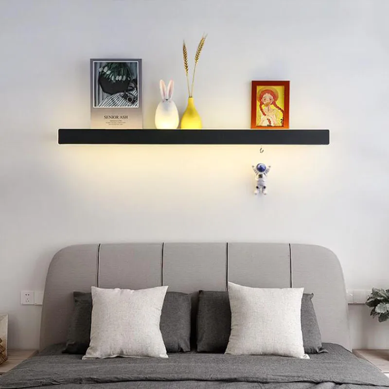 long wall lamp with switch Bedroom bedside storage rack Minimalist strip atmosphere lamp living room sofa background wall lamp