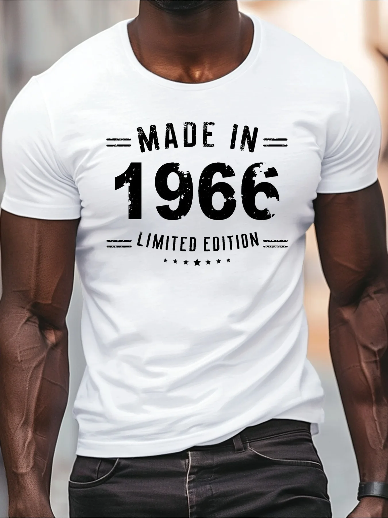 1966 Limited Edition Men's T-Shirt - Black Casual Round Neck Short Sleeve Tee, Comfortable Fit for Daily and Outdoor Activities, Perfect Summer Choice, Outdoor T-Shirt | Vintage Graphic Tee | Comfortable Wear