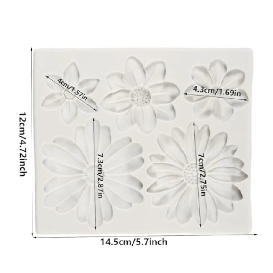 Flower Blossoms Silicone Mold Daisy Chrysanthemum Flower Fondant Mold for Cake Decoration Chocolate Cupcake Topper Candy Sugar view 2