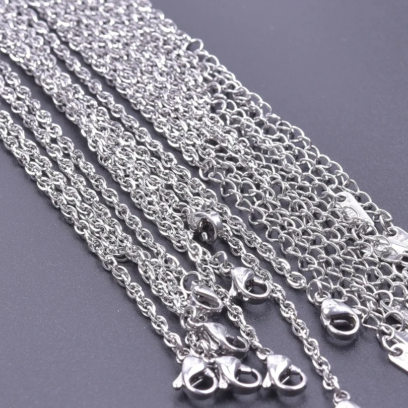 10 Pieces 304 Stainless Steel 2.2mm Wide Chain 40cm Plus 5cm Necklace