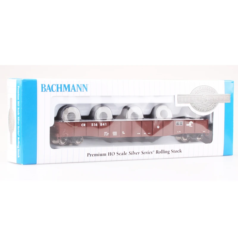 BACHMANN HO 1/87 American Series Simulation 50 Feet 6 Inches Front Unloading Low-side Gondola Car-brown/steel Coil Train Model