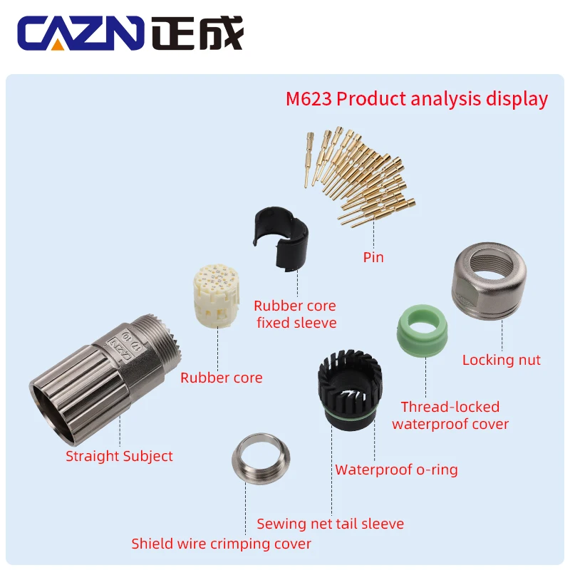 M623 Male Female Plug 12 19 Hole 17 Core 6 Pin 8PIN ClockwiseCounterclockwise Servo Motor Coding Dysprosium Aviation Connector