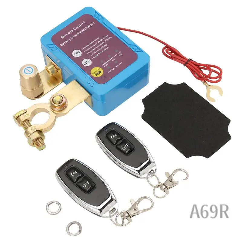 

A69R-12V 240A Remote Battery Disconnect Switch, Automatic Power Off Switch Car Truck Boat Remote Control Switch