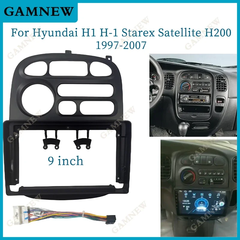 9 Cal ramka samochodowa adapter montażowy Android Audio Dash zestaw do przycinania dla Hyundai H1 Starex 1997-2007