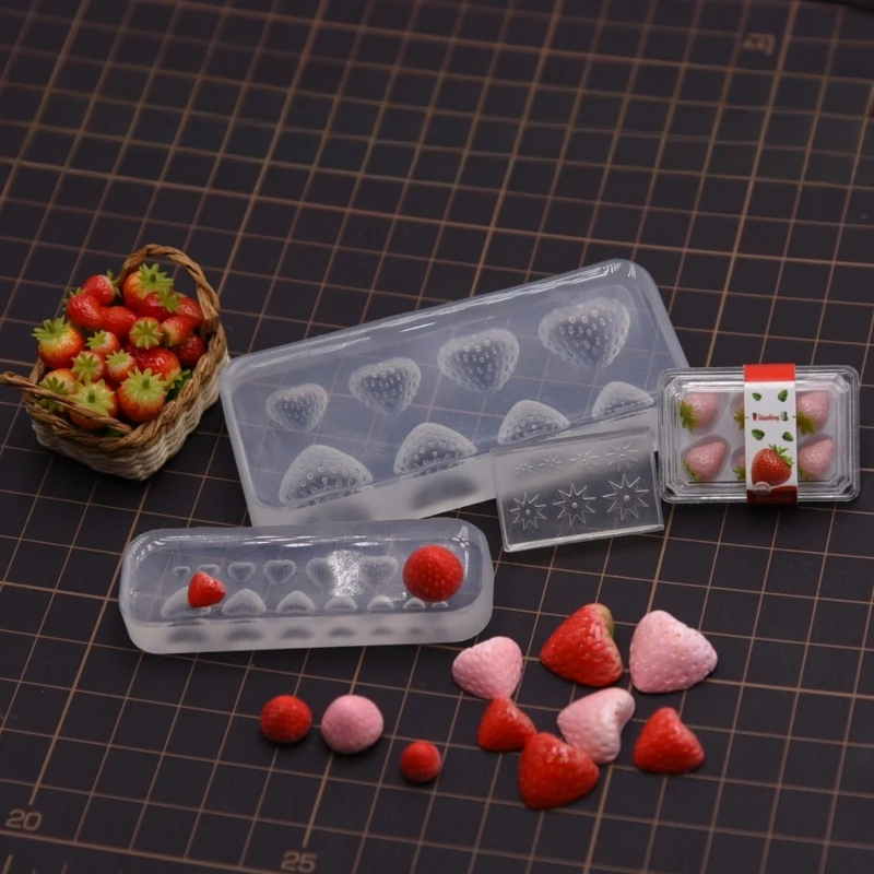 Pottery Three-dimensional Strawberry Silicone Mold Handmade Resin Clay Ultra-light Clay Make Strawberry Decoration Silicone Mold