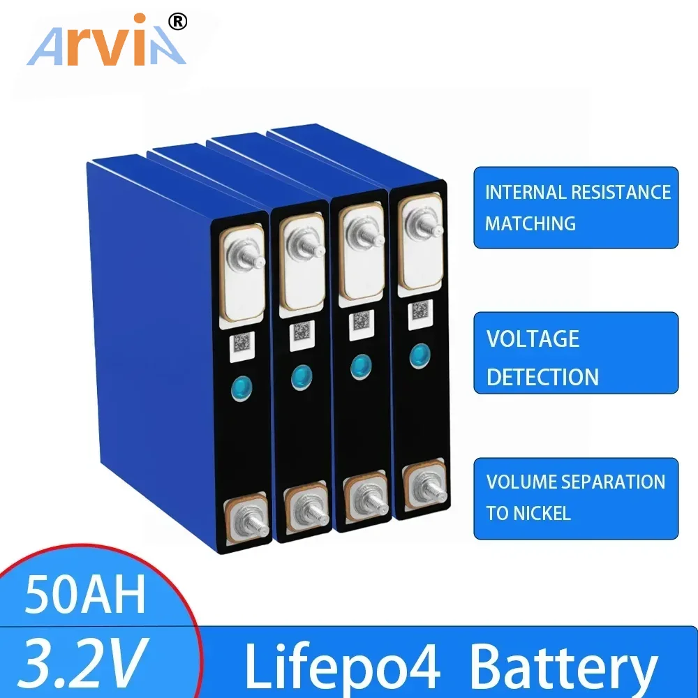 

1-16PCS 3.2V 50Ah Lifepo4 New Rechargeable Battery Pack Solar Energy System for Boats and RV Golf Cart Tax-free in the US and EU