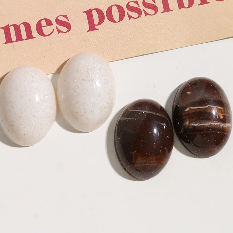 Newest 50pcs/lot color pattern print geometry ovals shape resin cabochon beads diy jewelry garment hair accessory