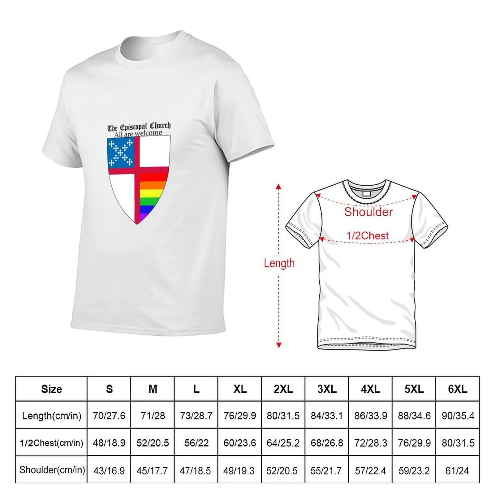 Episcopal Church Shield with Rainbow Pride Horizontal Stripes 1 T-Shirt boys animal print summer clothes men t shirt