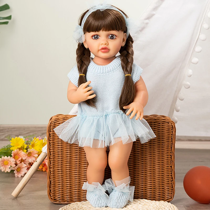 

Artistic Big Eyes Nana 55cm 22inch Realistic Reborn Baby Girl Doll Soft Silicone Lifelike Princess Toddler Bebe Accompany Toys