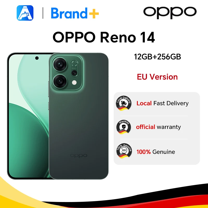 Version europ�enne du smartphone OPPO Reno14 5G, �cran 6,59 pouces, MTK Dimensity 8350, 50 Mpx, 6000 mAh 80 W, Bluetooth 5.4, NFC, WiFi 6, Galileo