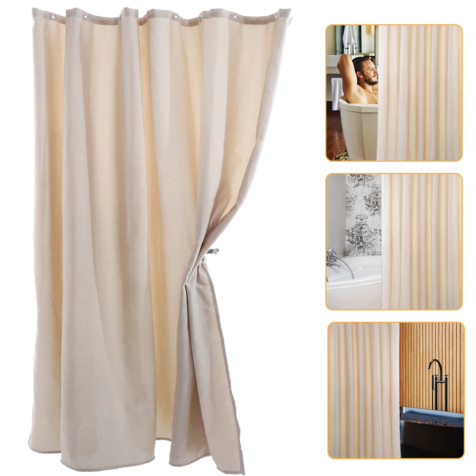 

Waterproof Shower Curtain Solid Color Washable Linen Bath Curtain Easy Install Bathroom Decor Waterproof Bath Curtains