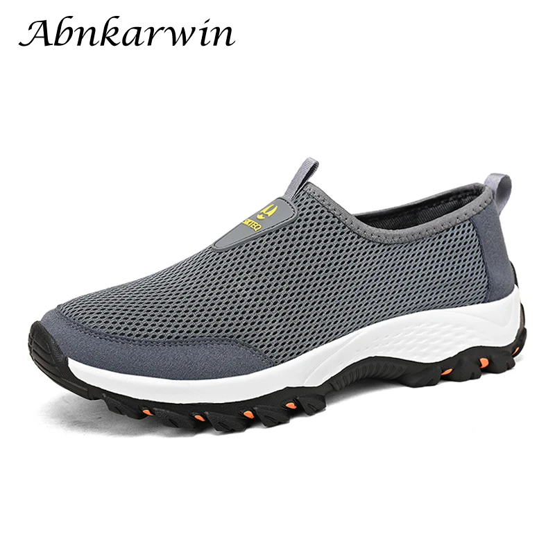 

Summer Men Slip-On Mesh Hiking Shoes Outdoor Trekking Mountain Shoes Climbing Breathable 39-46