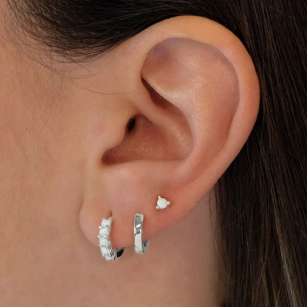 CANNER Fashion Style 3 Pc Earrings For Women Opal 925 Silver Suitable For Engagement Thanksgiving Day Halloween Christmas Fall