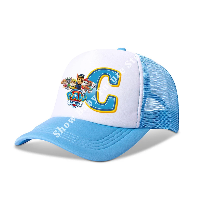 Paws Patrols Ragazzi Ragazze Cute Letter Berretti da baseball Bambini Cartoon Anime Cappello in rete traspirante Bambino Sunbonnet Regali di compleanno per bambini
