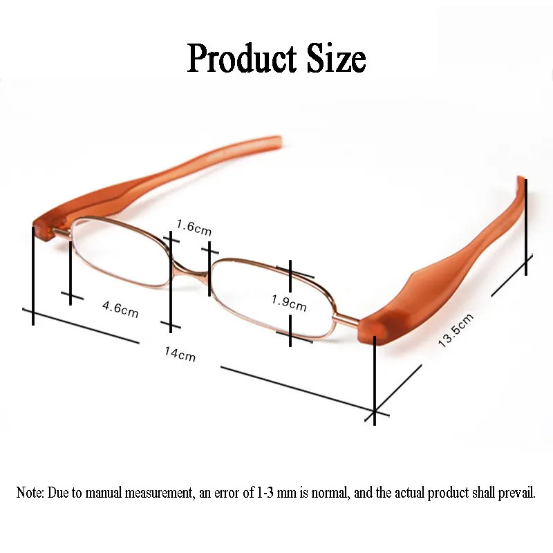 NEW 360 Degree Rotation Reading Glasses Ultraportability Mini Slim Folding Eyeglass Spectacles For Unisex Old Man Grandmother